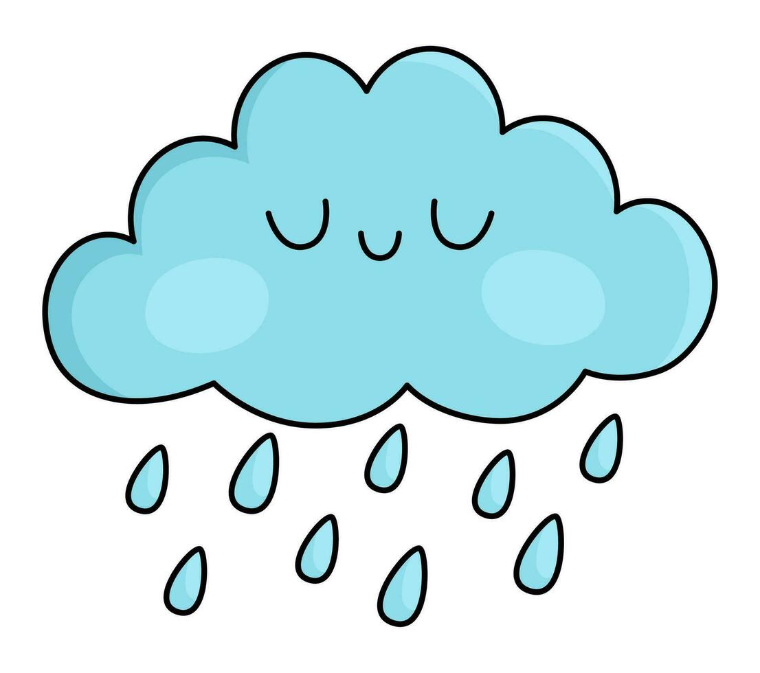 Vector kawaii cloud icon for kids. Cute weather element symbol ...