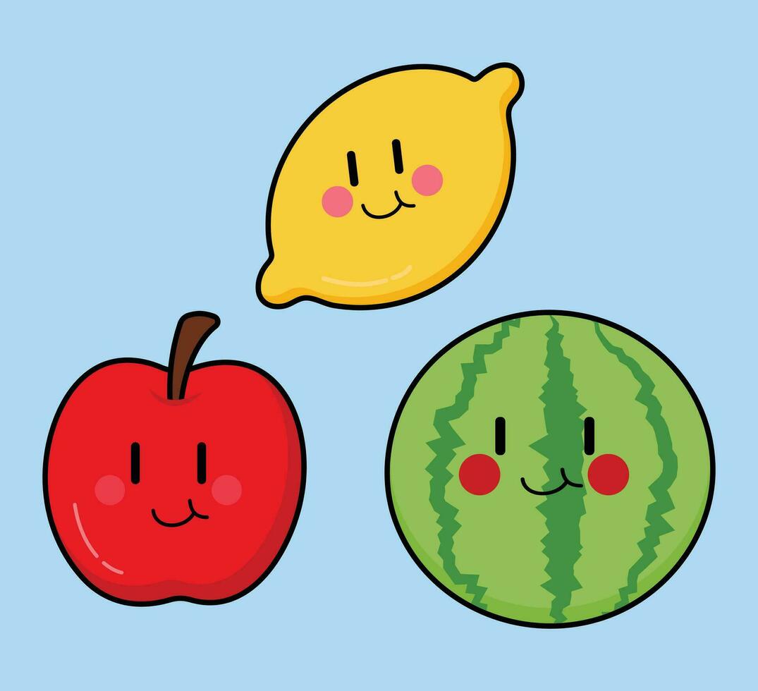 Cute Cartoon Fruit Vector Art. Simple and fun design for kids