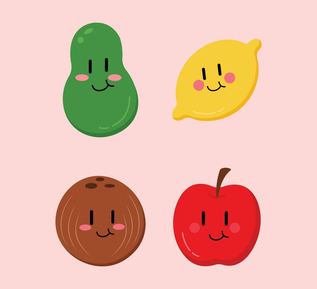 Cute Cartoon Fruit Vector Art. Simple and fun design for kids