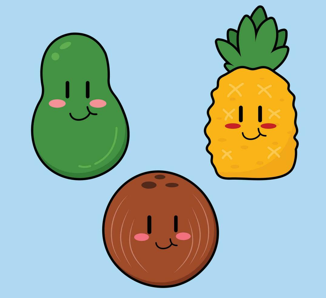 Cute Cartoon Fruit Vector Art. Simple and fun design for kids