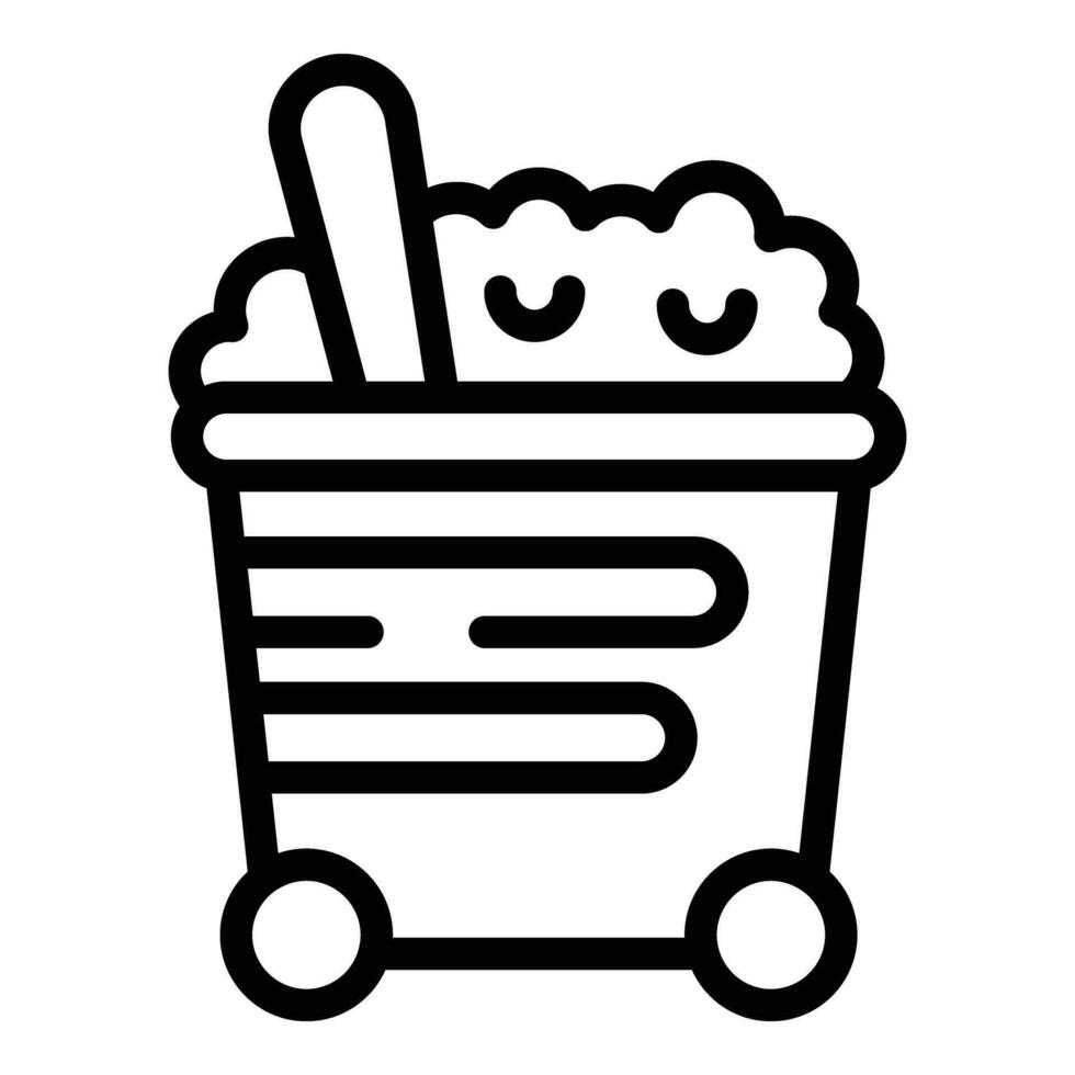 Cart clean bucket icon outline vector. Bath broom vector