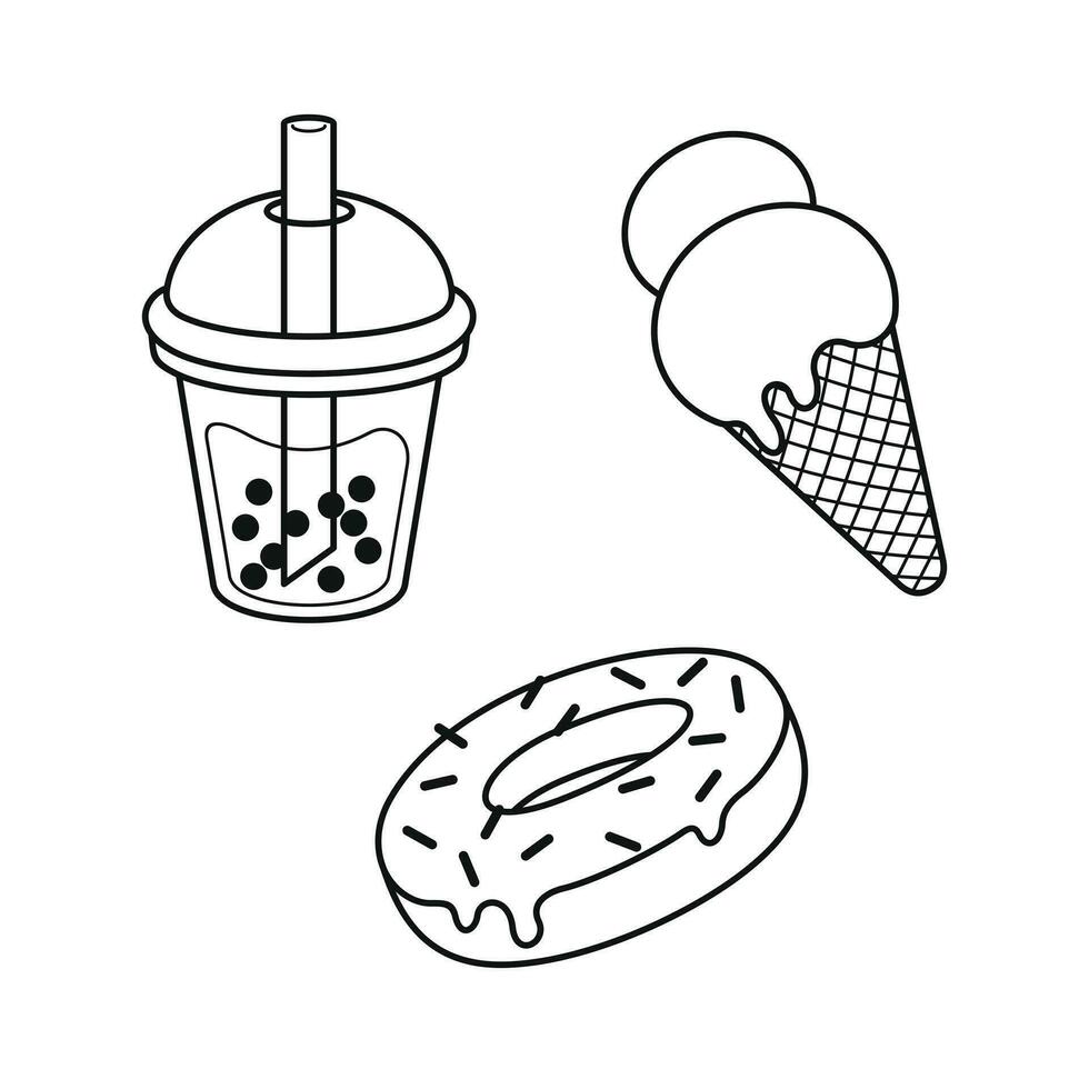 Sweet food beverage cute simple vector art icon design.