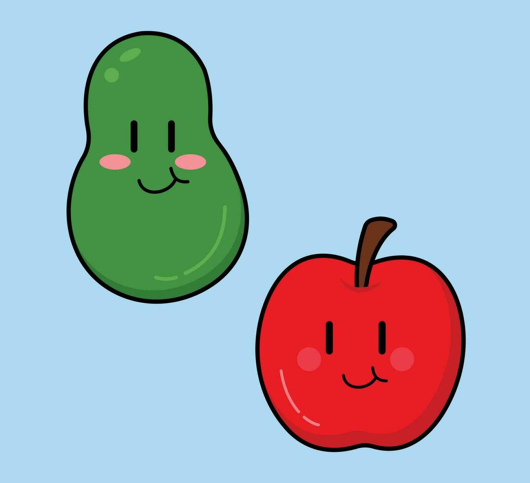 Cute Cartoon Fruit Vector Art. Simple and fun design for kids