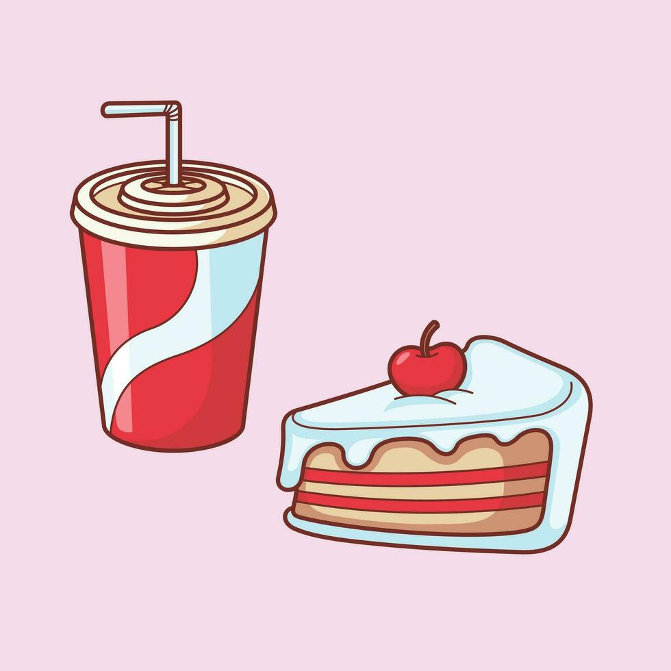 Sweet food beverage cute simple vector art icon design.