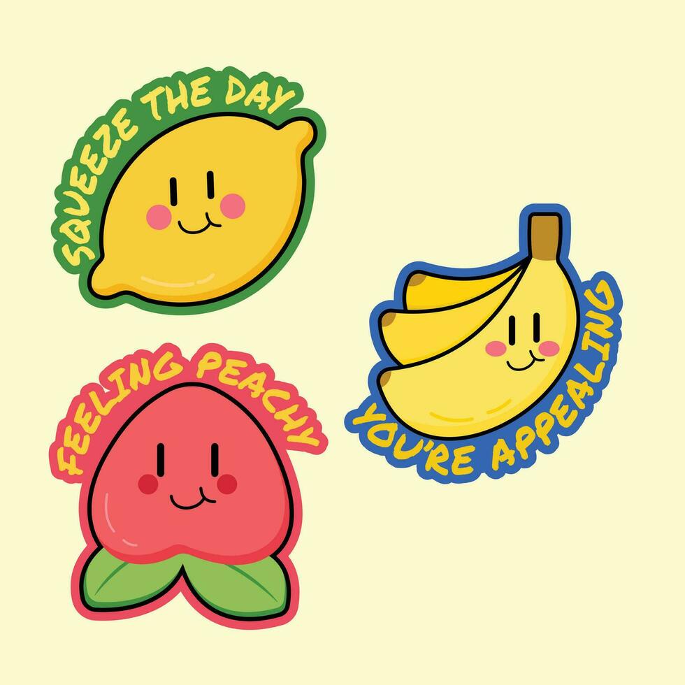 Cute Cartoon Fruit Vector Art. Simple and fun design for kids