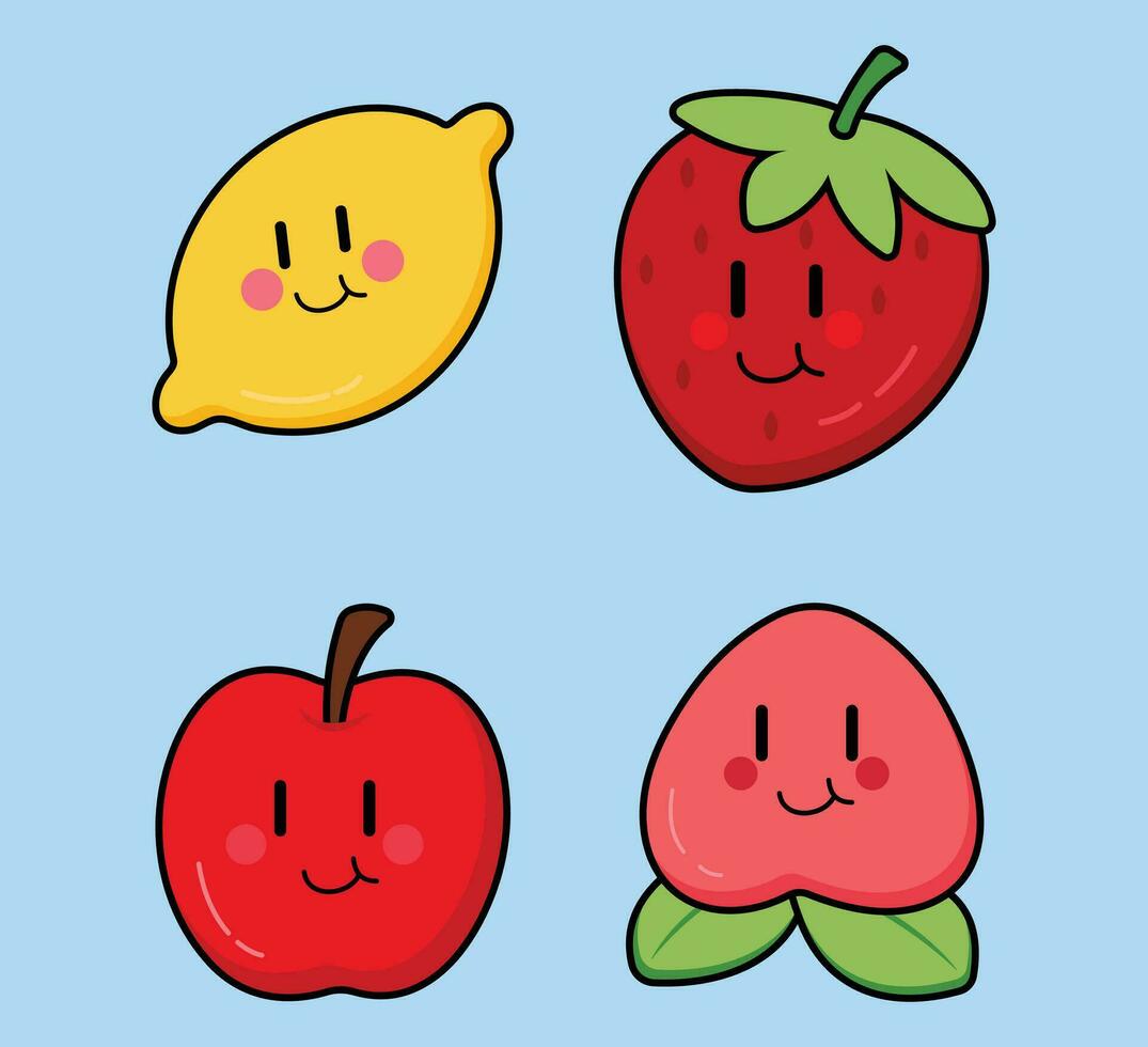 linda dibujos animados Fruta vector Arte. sencillo y divertido diseño para niños