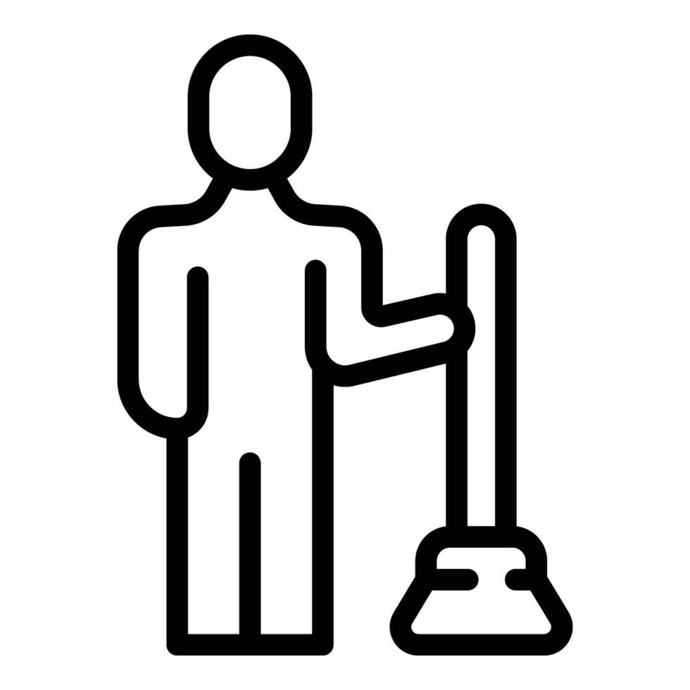 Street man cleaner icon outline vector. Take handle broom vector