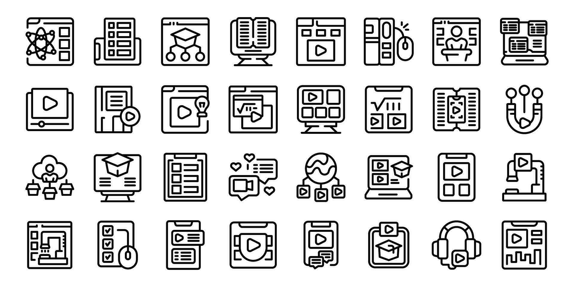 Online tutoring platform icons set outline vector. Education training vector