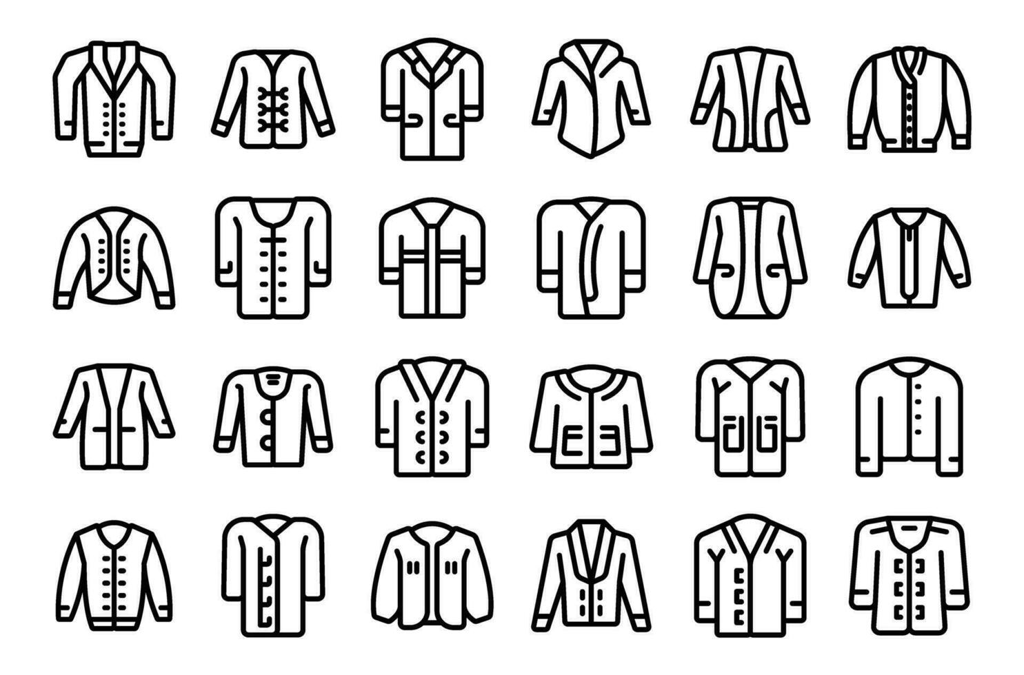 Cardigan icons set outline vector. Sweater knitwear fashion vector