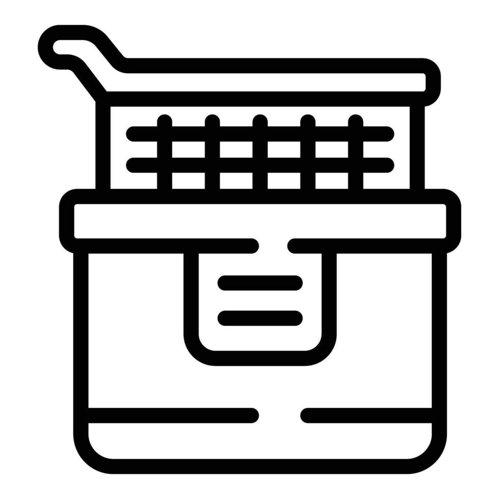 Steel basket icon outline vector. Fry bakery vector