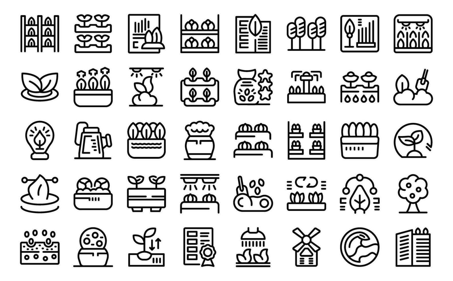 Sustainable gardening icons set outline vector. Rooftop air roof vector