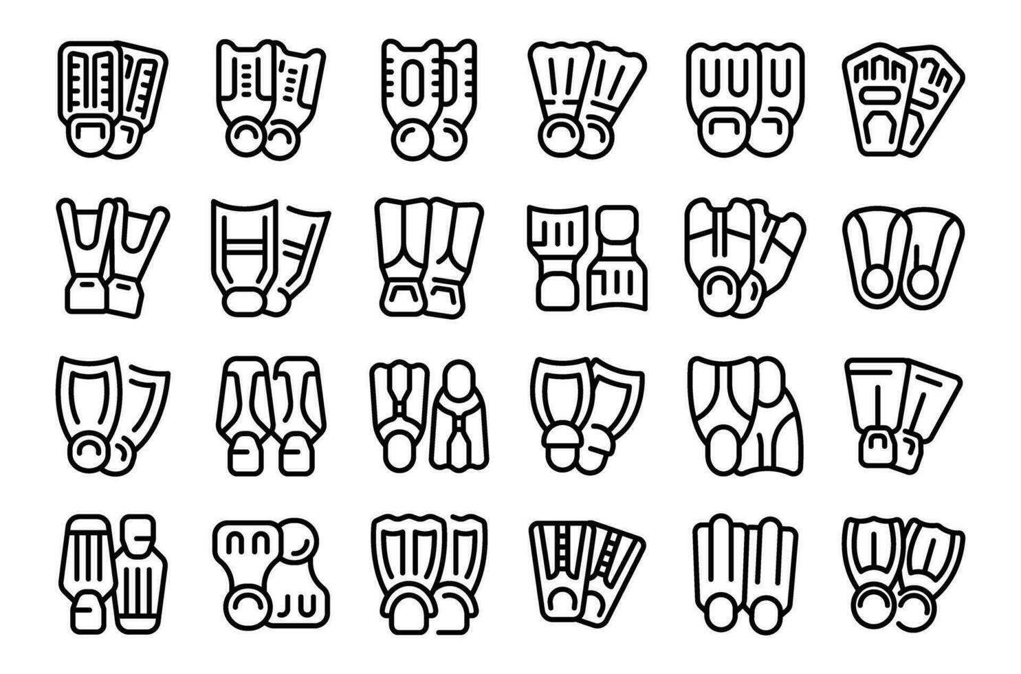 Scuba Diving Fins icons set outline vector. Water summer beach vector