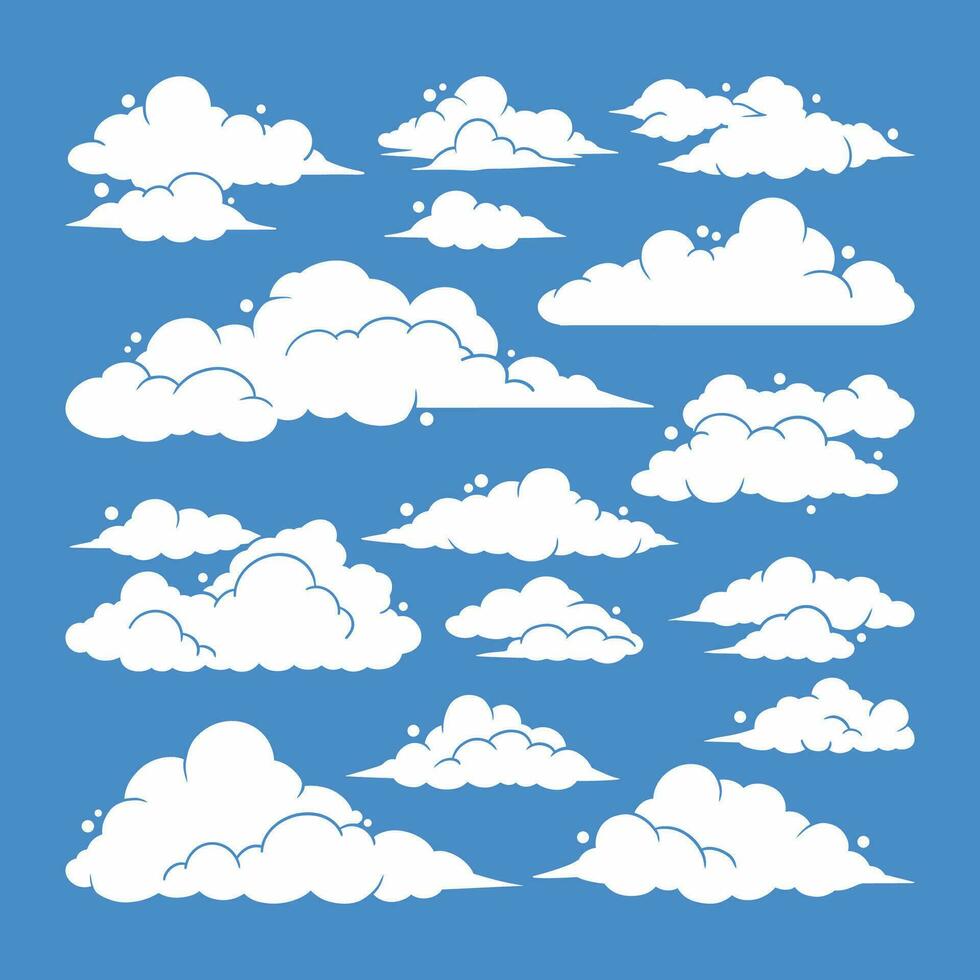 nube clipart vector colocar, plano diseño colección