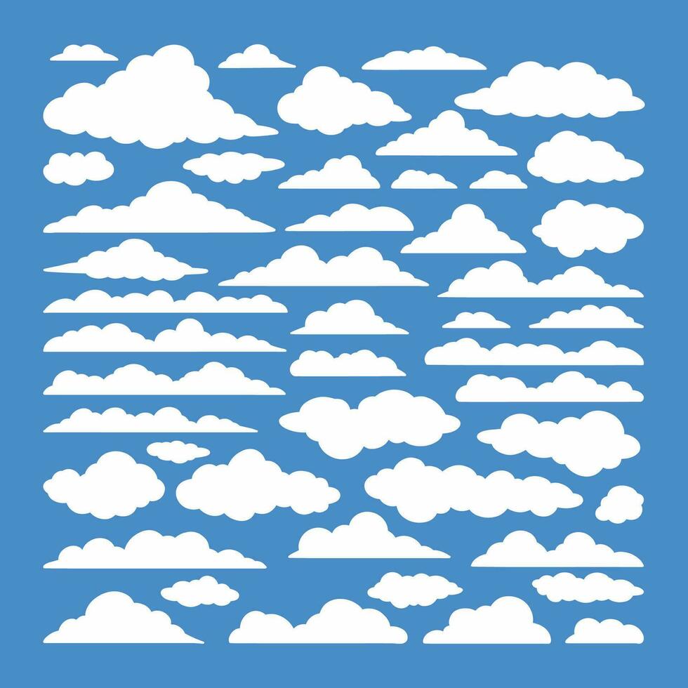 Cloud clipart vector set, flat design collection