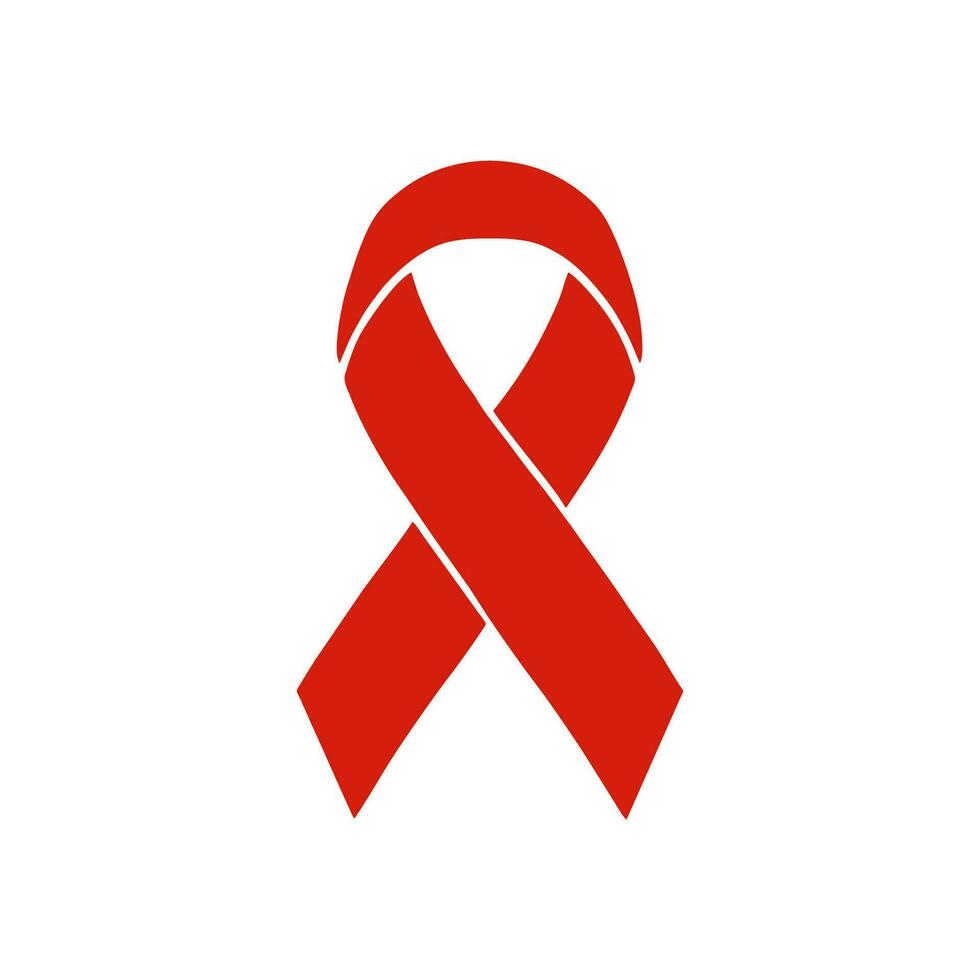 Red ribbon. Vector aids red ribbon icon, vector illustration