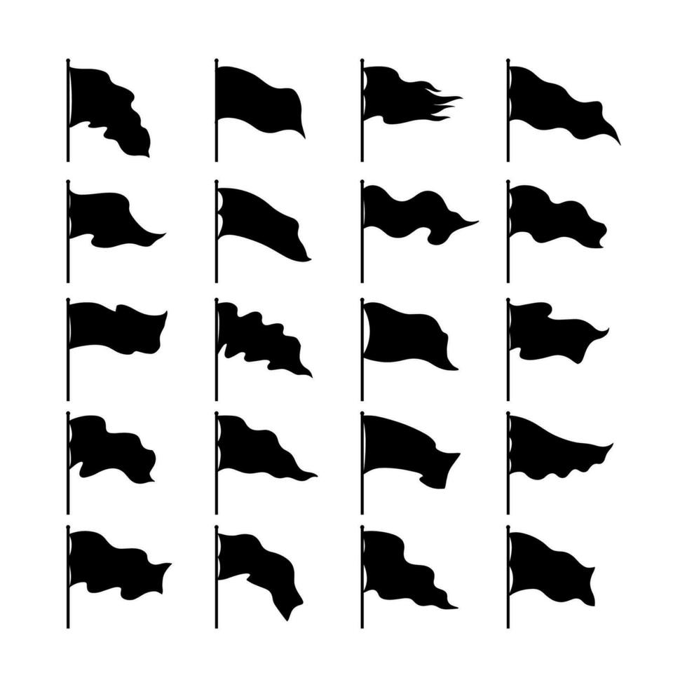 Vector flag silhouette set. black flag icons