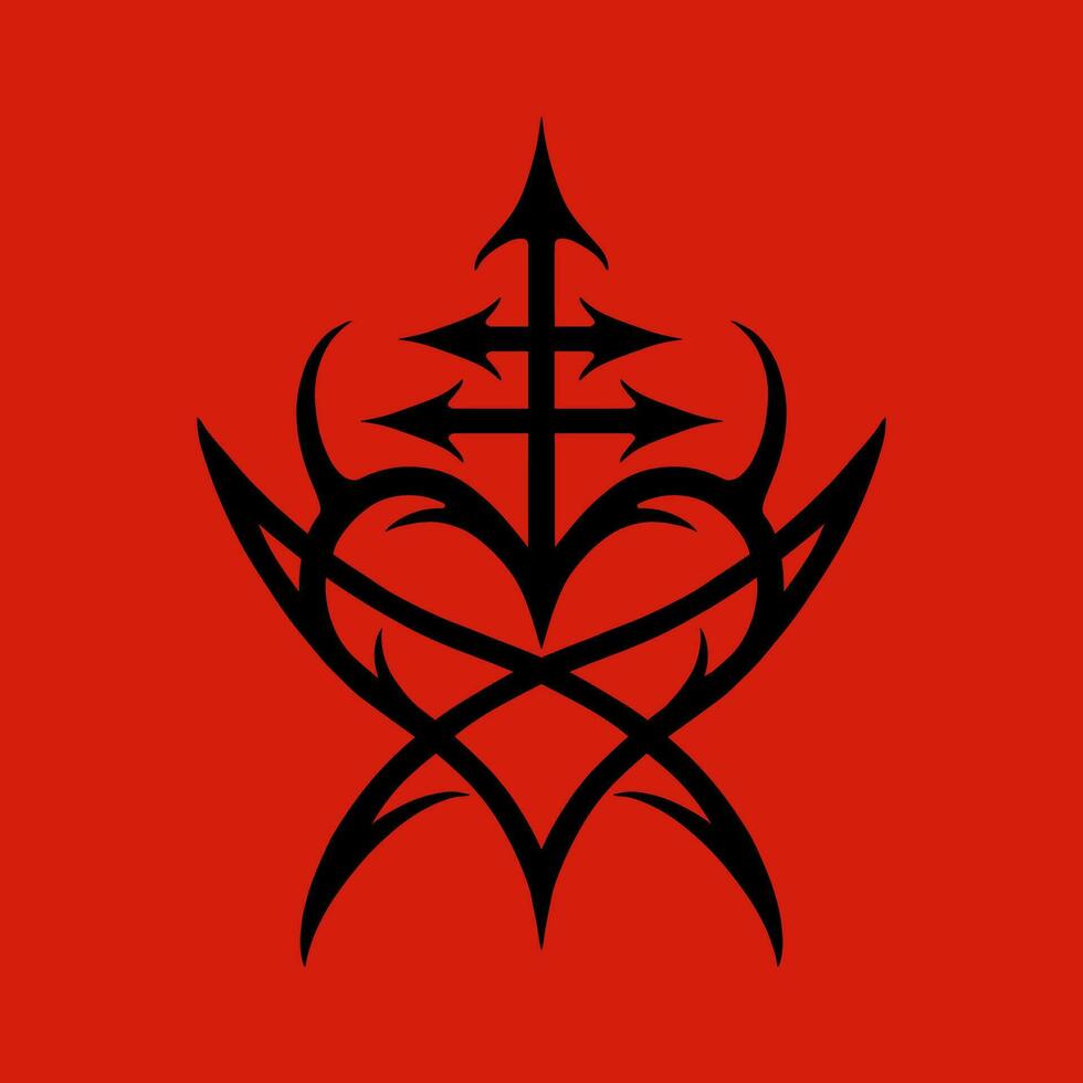 Heart Pentagram Inverted Heartagram Sign, Symbol of love and hate, pentagram and ritual circle. emblems and sigil occult symbols. vector