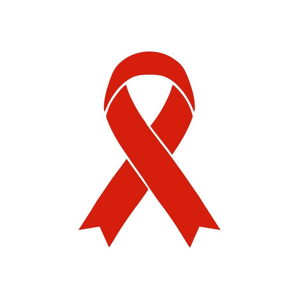 Red ribbon. Vector aids red ribbon icon, vector illustration