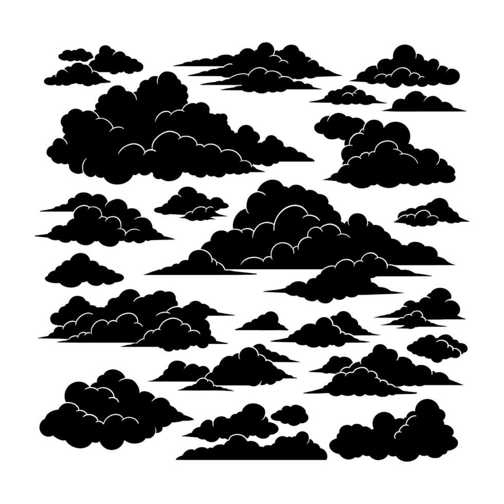 Cloud clipart vector set, flat design collection