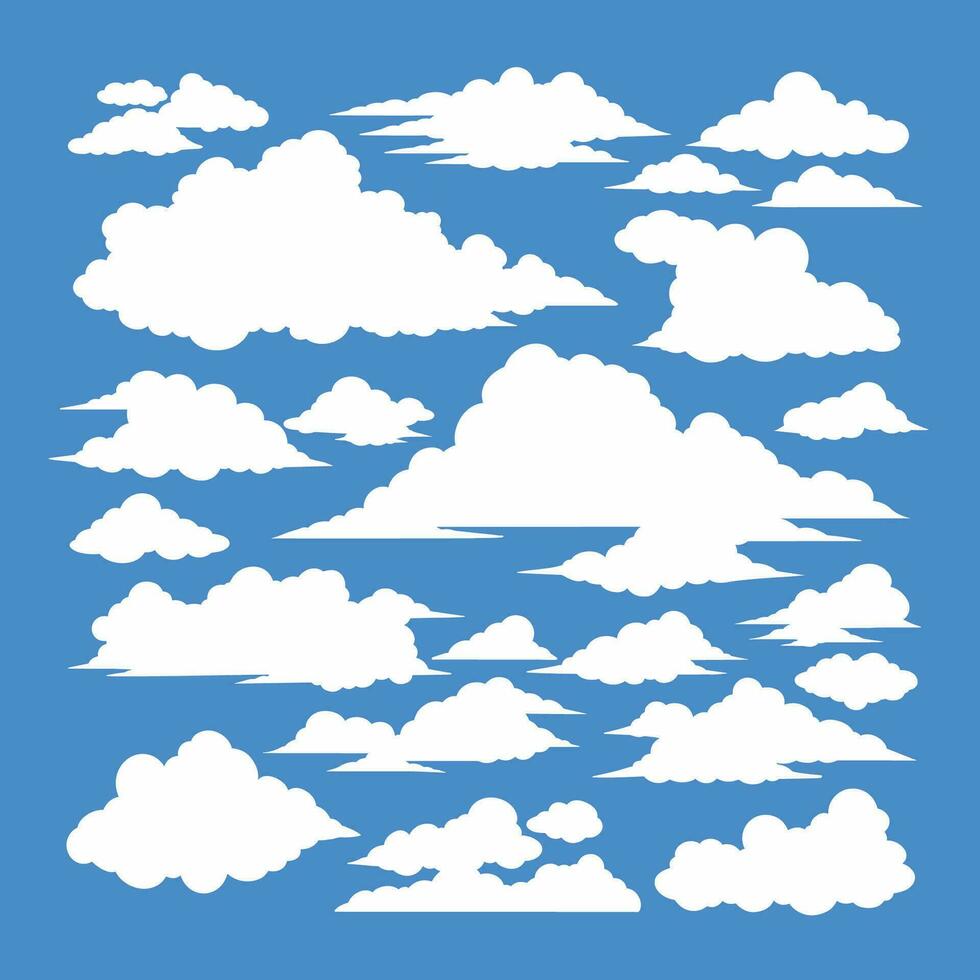 Cloud clipart vector set, flat design collection