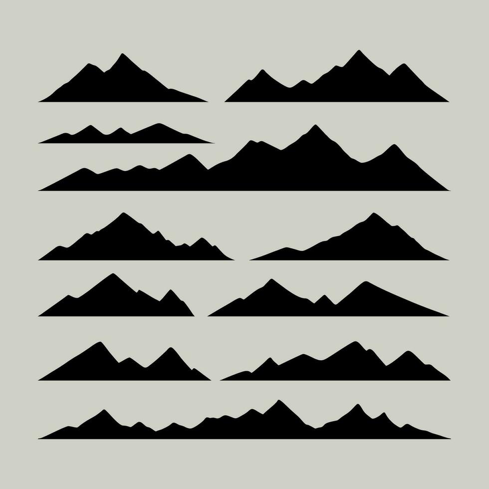 conjunto de montañas con el siluetas de montañas montaña íconos conjunto vector