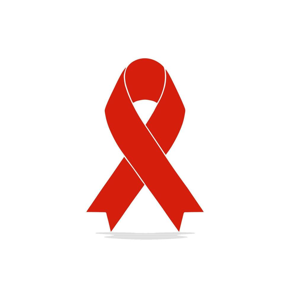 Red ribbon. Vector aids red ribbon icon, vector illustration