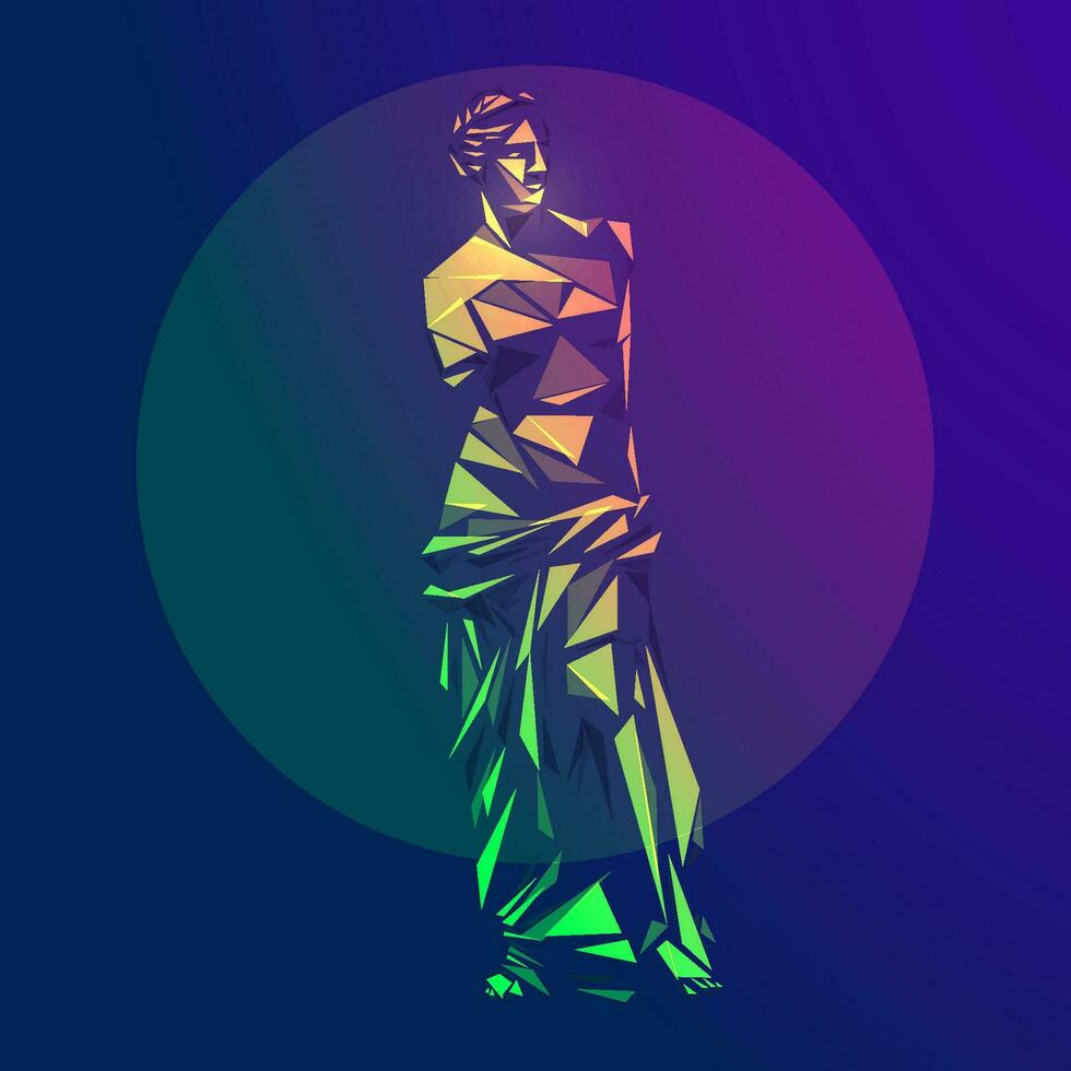 graphic of low poly Venus presented in vivid color style vector