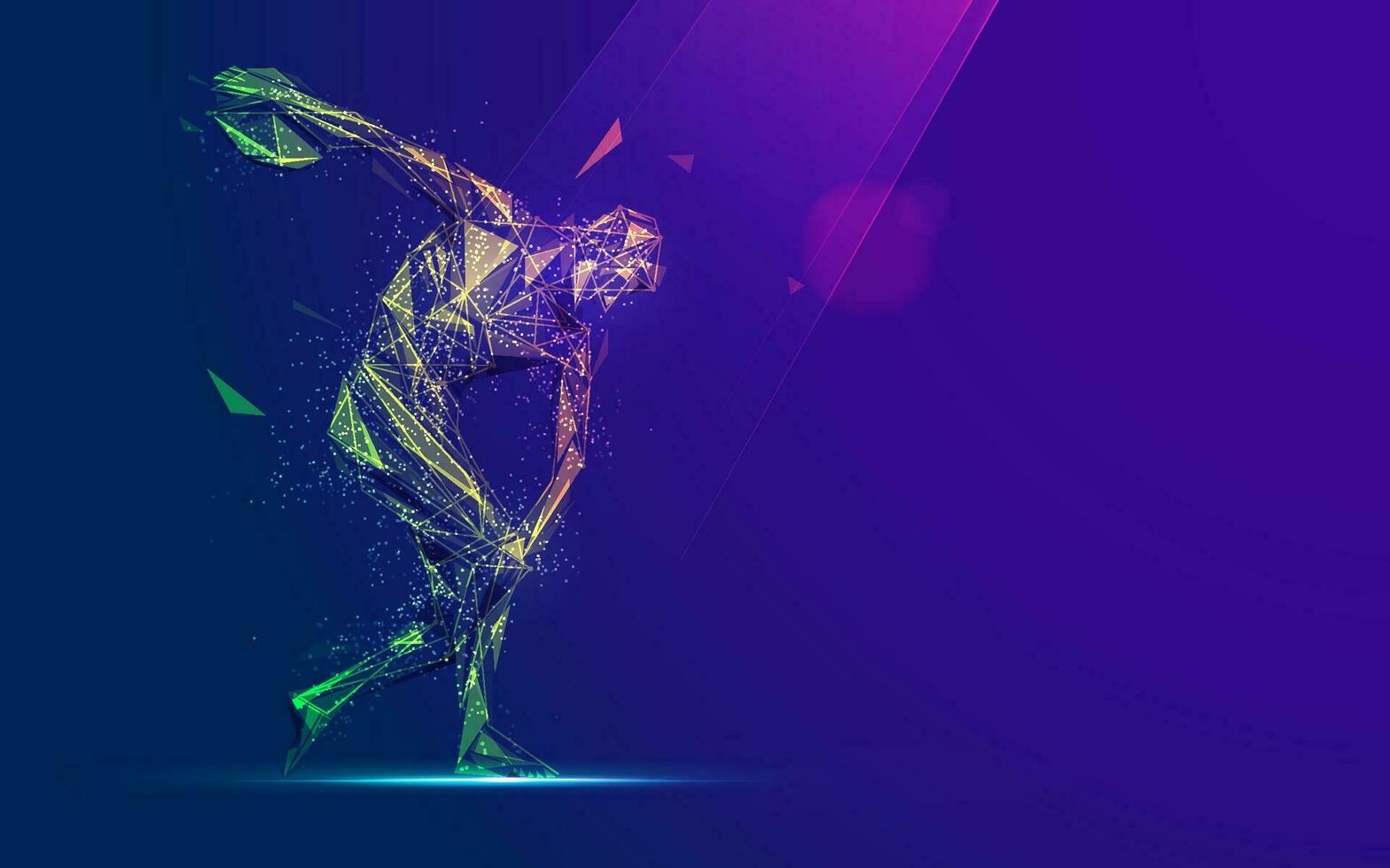 graphic of Discobolus presented in polygonal futuristic style vector