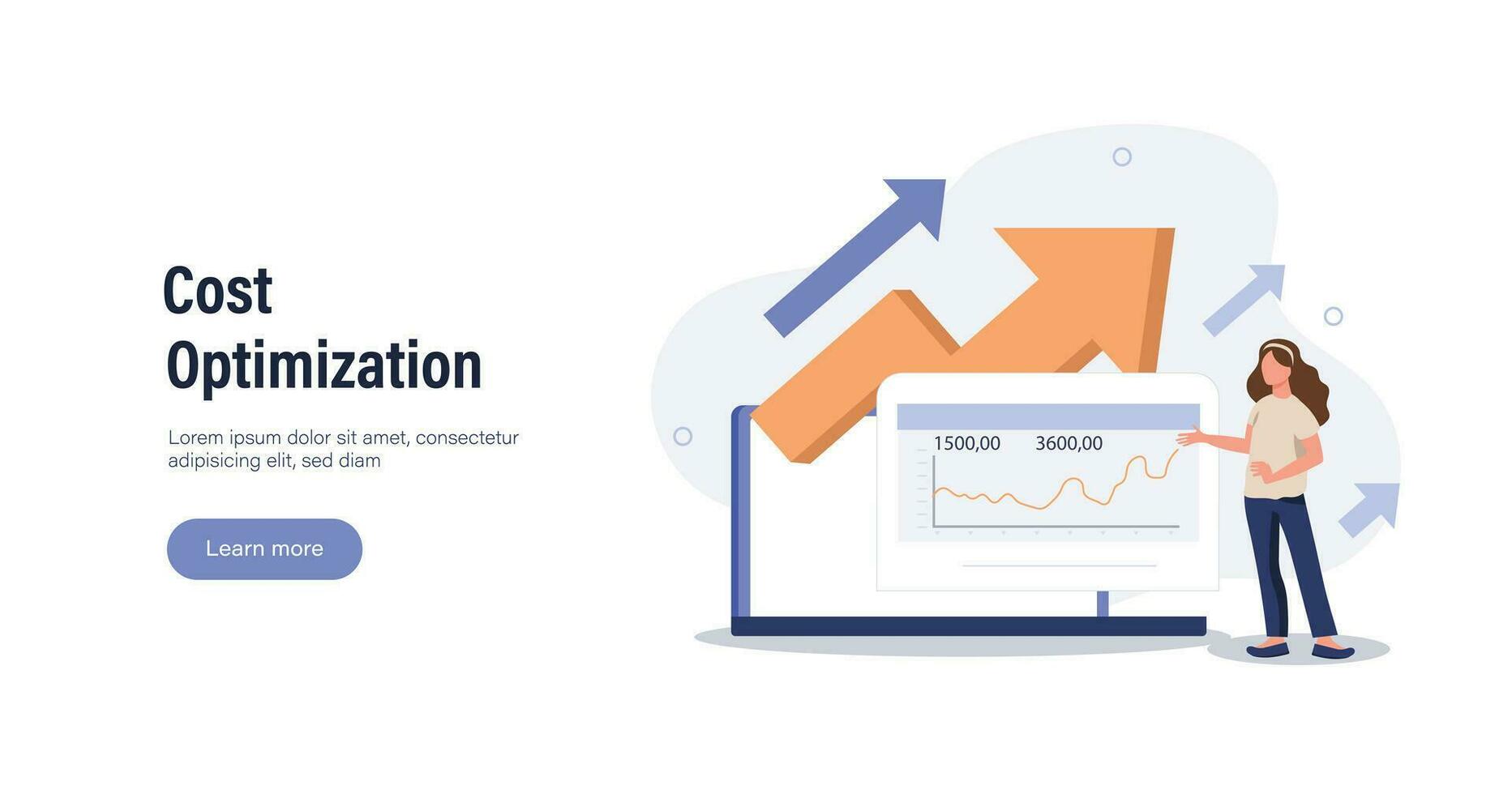 concepto de optimización de costes. idea de estrategia financiera y de marketing. balance de gastos e ingresos. reducción de gastos y costos, mientras se maximiza el valor comercial. vector de ilustración plana aislada