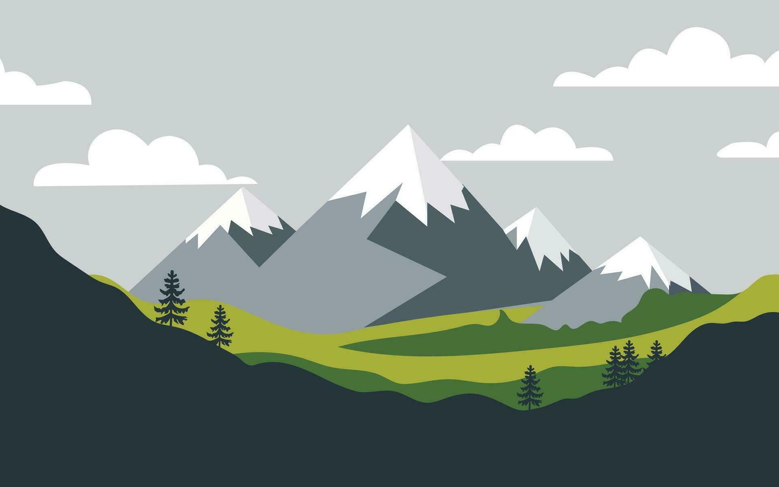 montaña plano clipart aventuras paisaje natural vector ilustración antecedentes