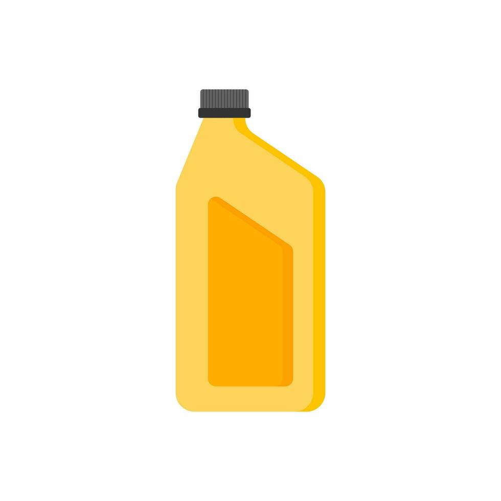 bottle of engine oil flat design vector illustration. oil lubricant plastic canister of motor.