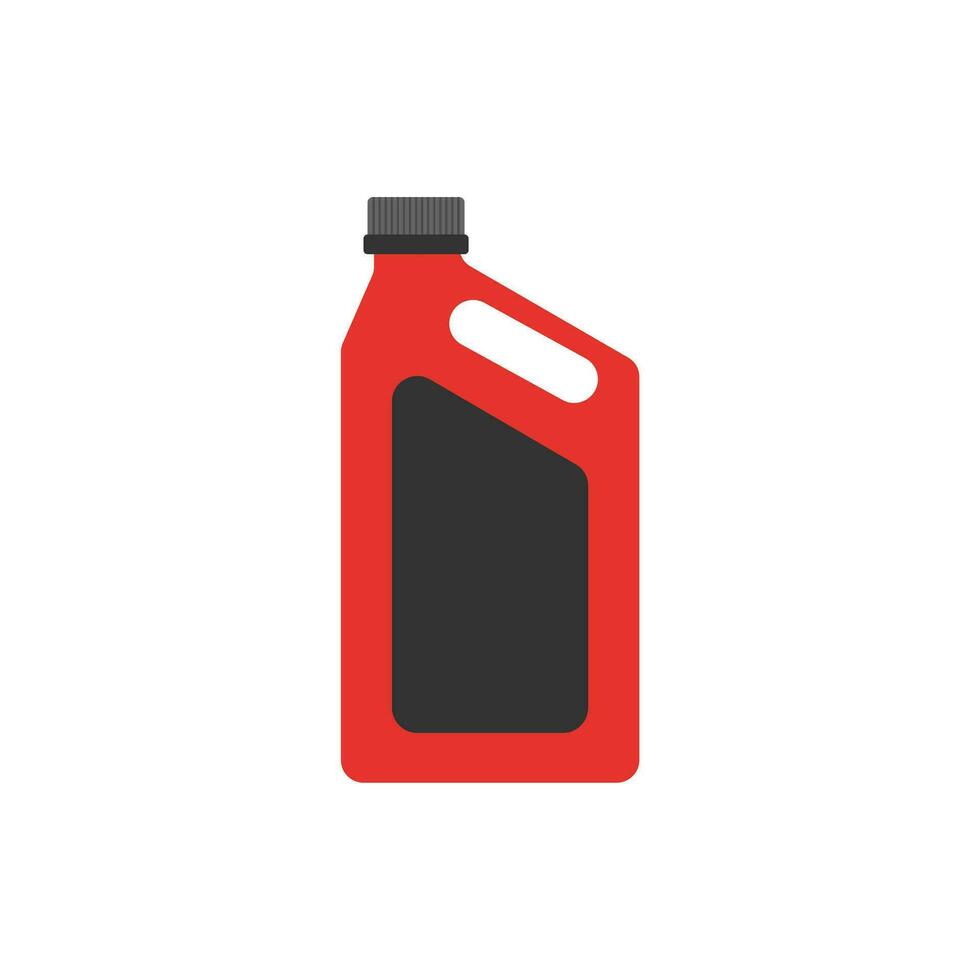 bottle of engine oil flat design vector illustration. oil lubricant plastic canister of motor.