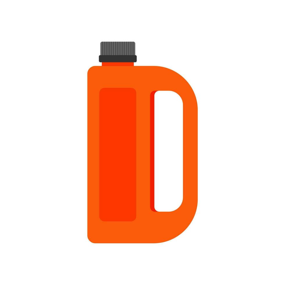 bottle of engine oil flat design vector illustration. oil lubricant plastic canister of motor.