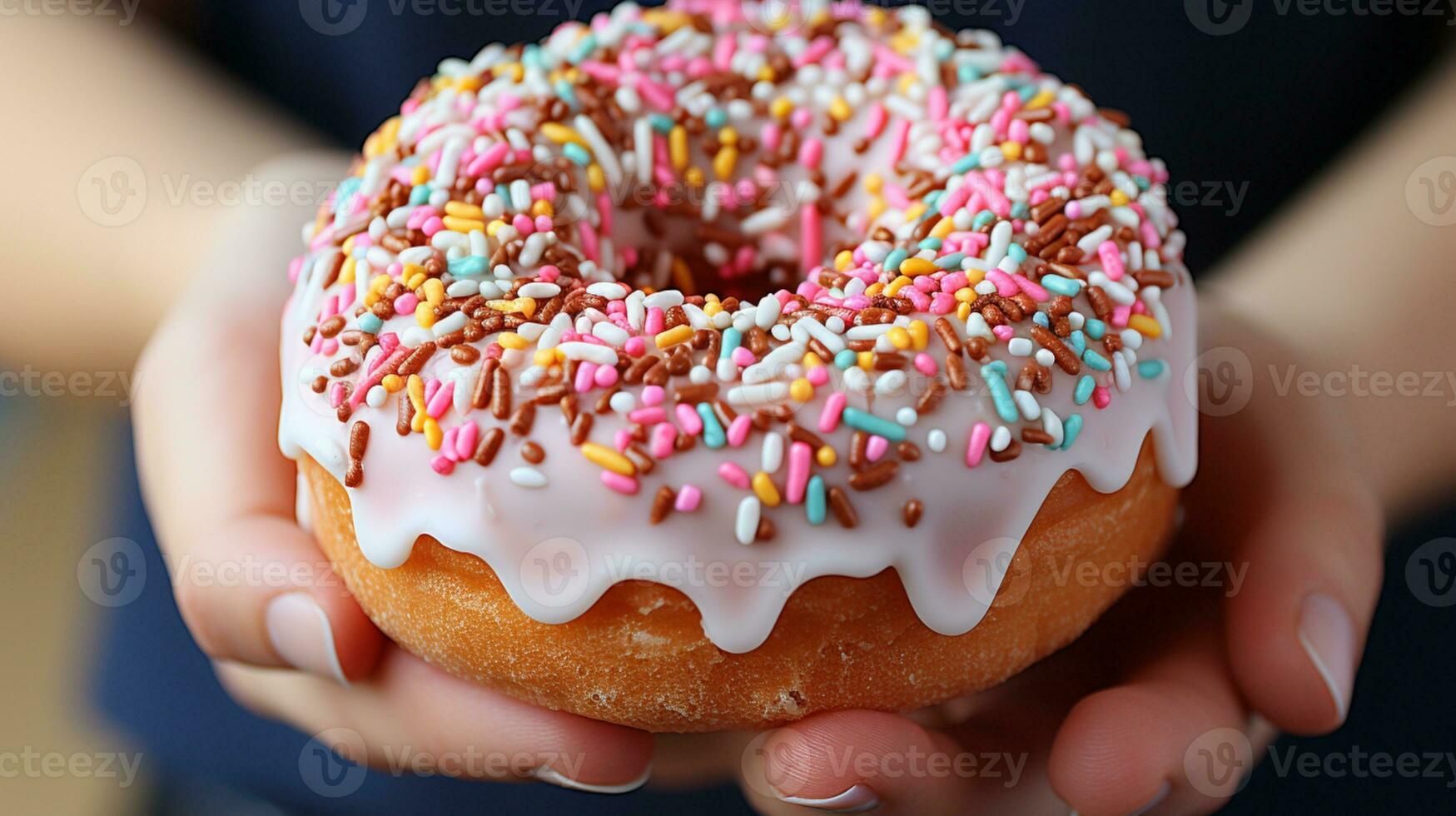 AI generated Donut with cream and candy pink tasty snack photo