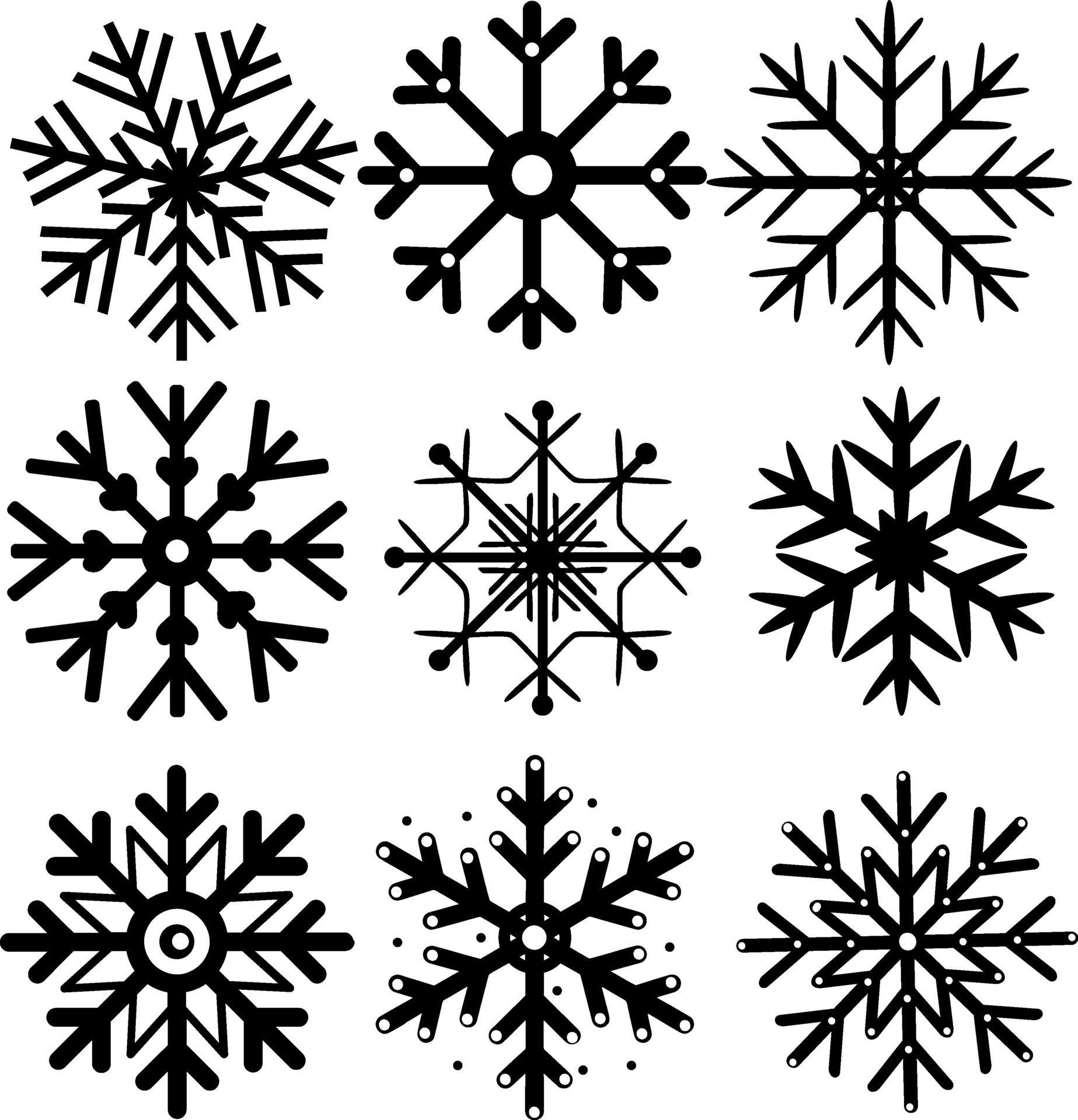 Snowflakes vector set minimalistic snowflakes isolated on white Snowflakes vector set minimalistic snowflakes isolated on white