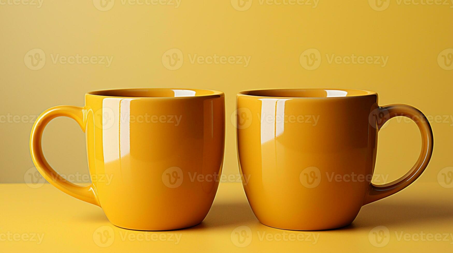 AI generated Couple mug cup yellow ceramic mockup coffee drink brand marketing photo