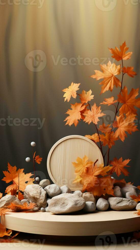 AI generated The path in autumn forest yellow leaves earthy color photo