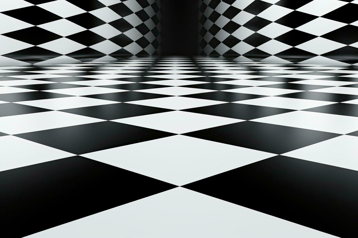 AI generated Black and white checkered background of the room. photo