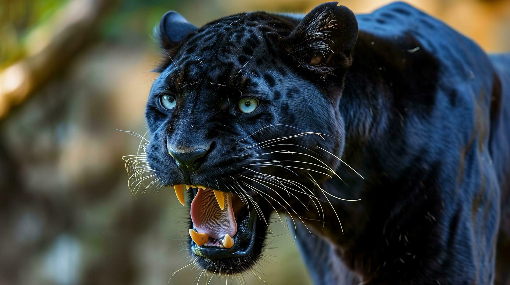 AI generated Growling black panther. photo