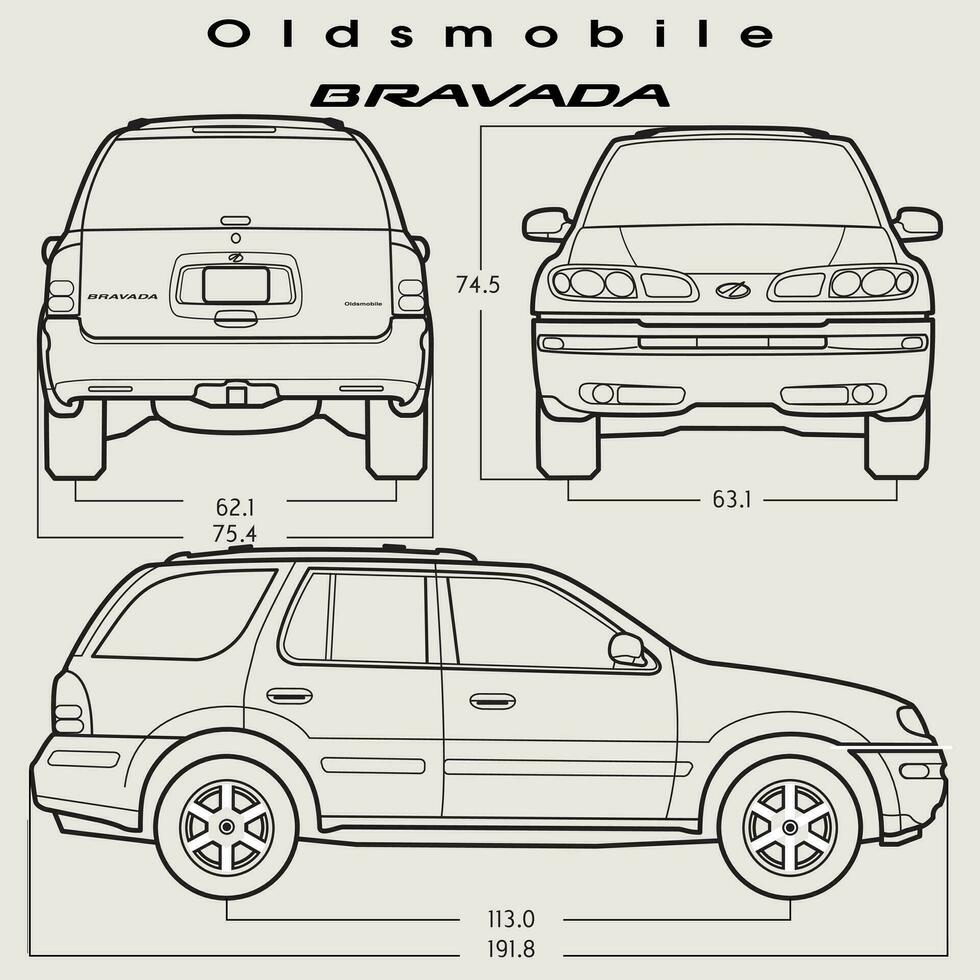 2002 Oldsmobile Bravada car blueprint vector