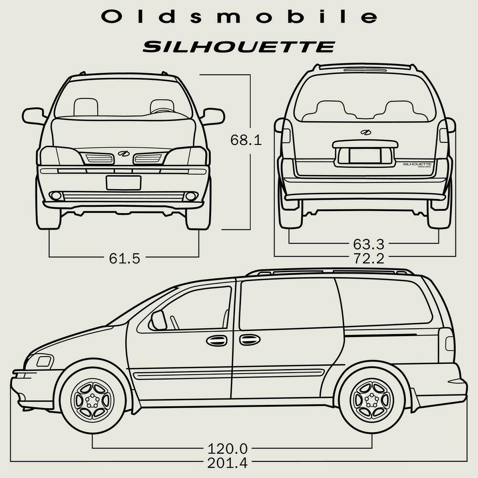 2002 Oldsmobile Silhouette car blueprint vector