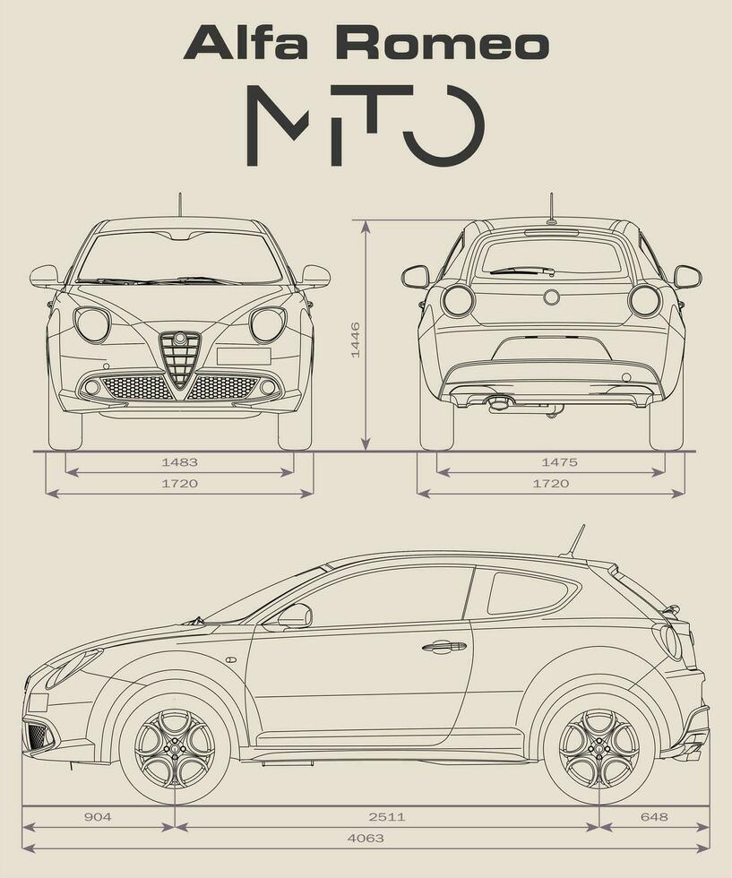 esparto Romeo mito coche Plano vector