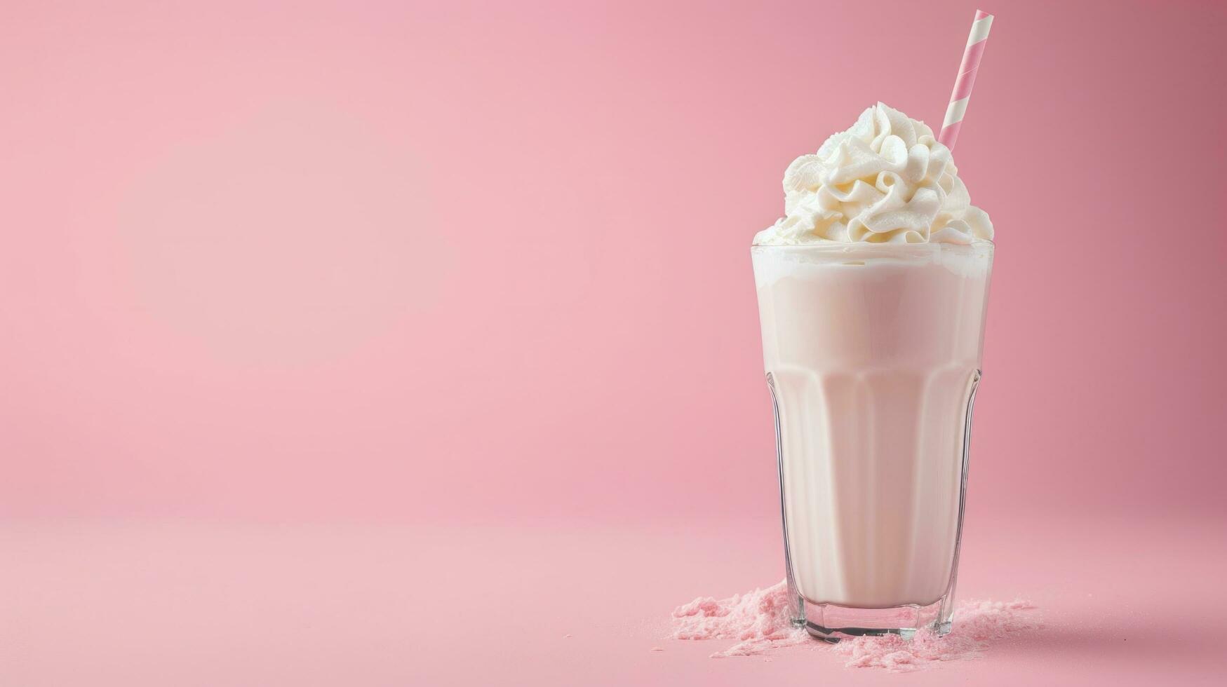 AI generated Milk shake advertisment background with copy space photo