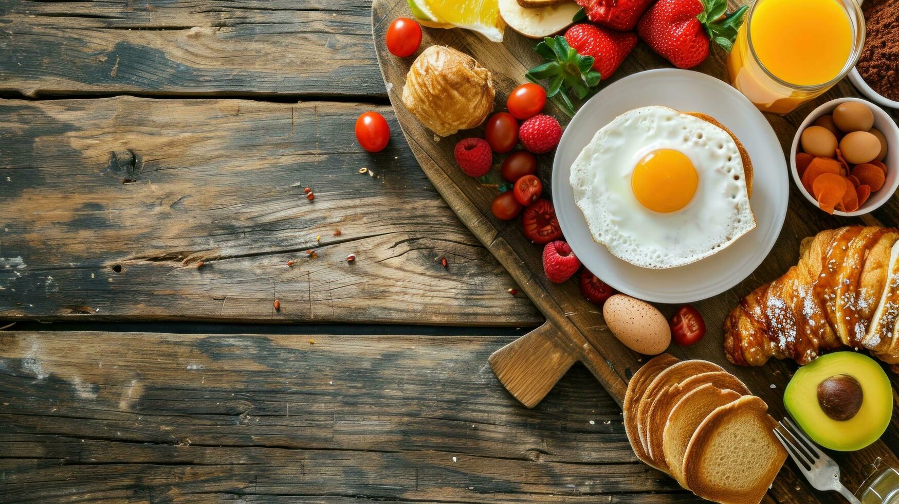 AI generated Breakfast advertisment background with copy space photo