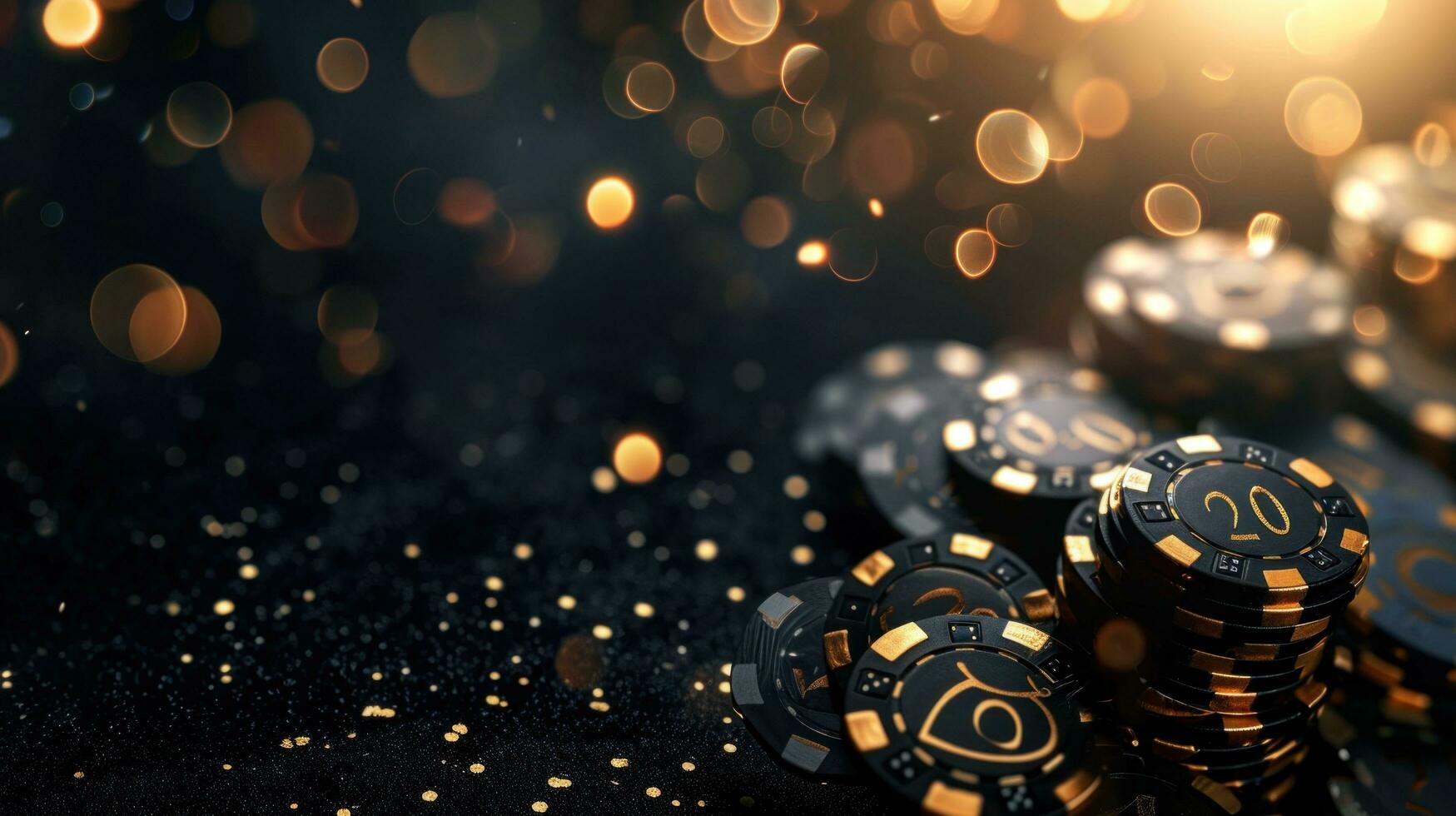 AI generated black casino background with copy space photo
