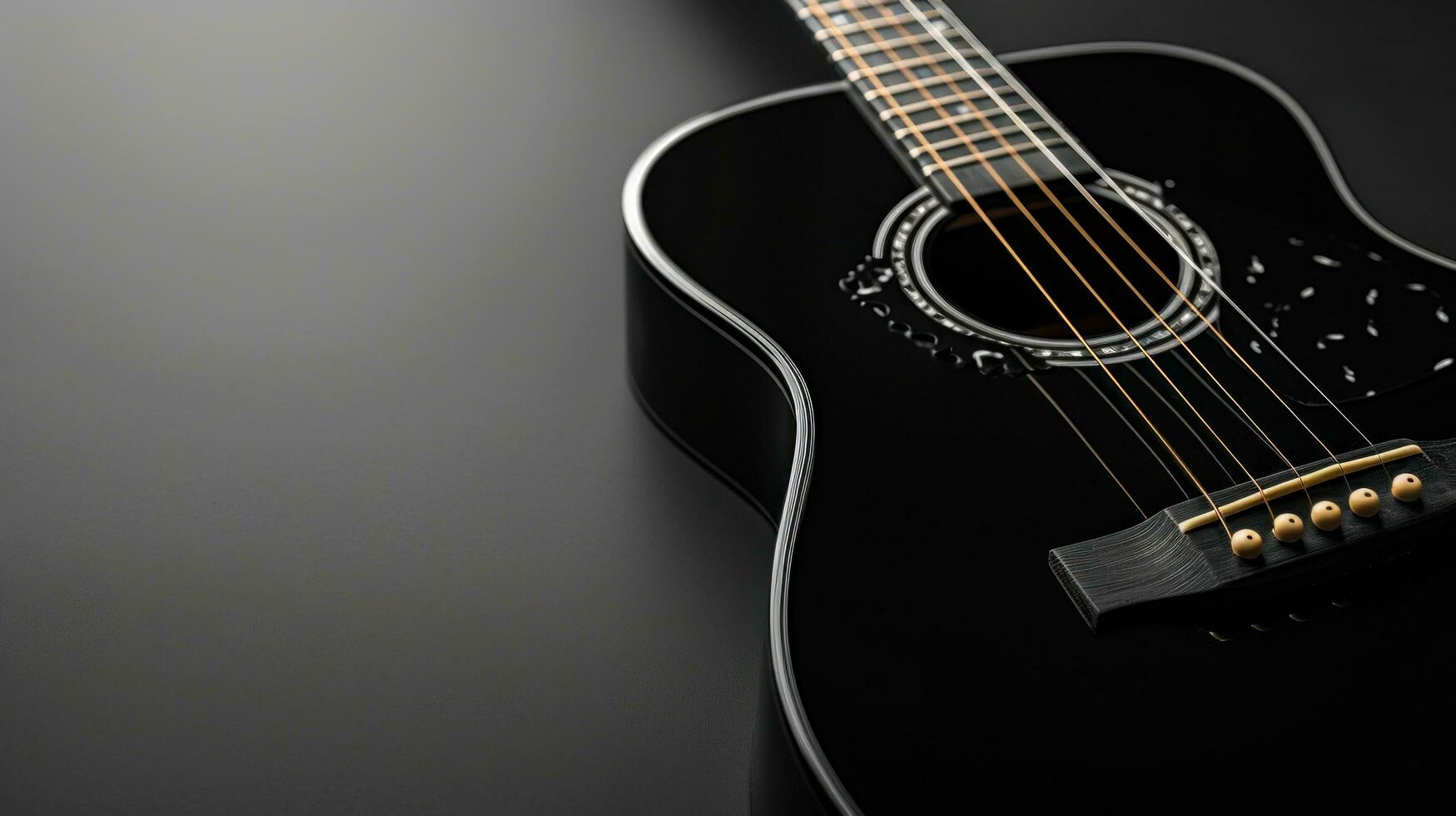 AI generated black guitar background with copy space photo