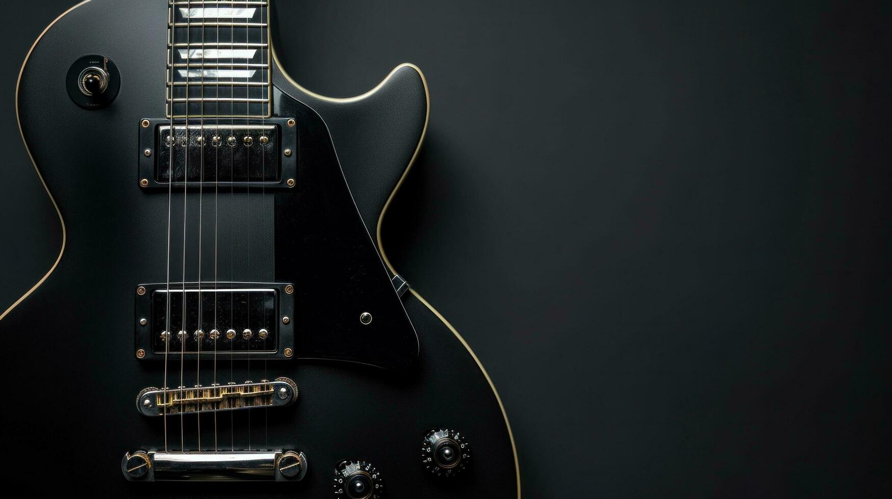 AI generated black guitar background with copy space photo