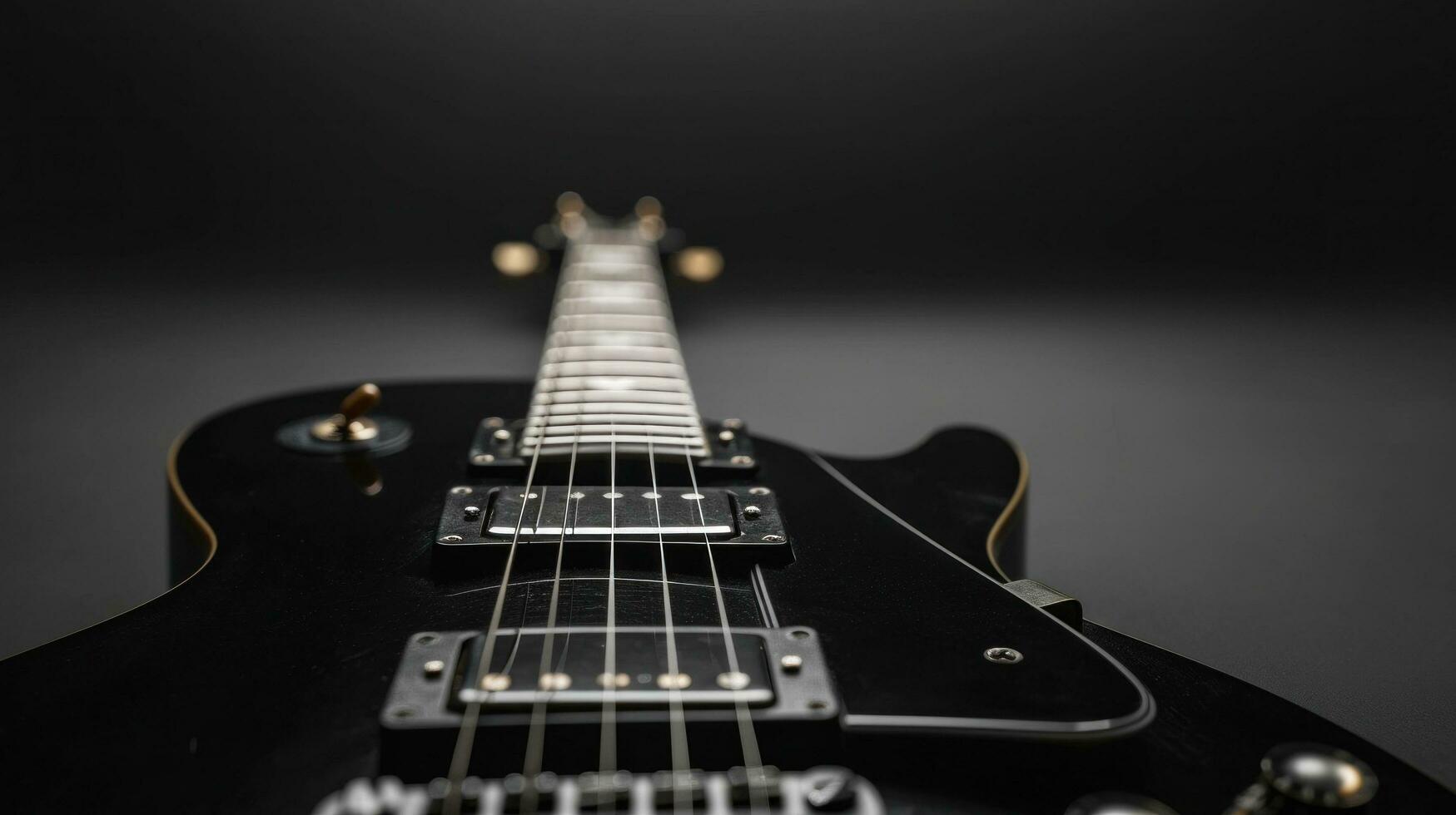AI generated black guitar background with copy space photo