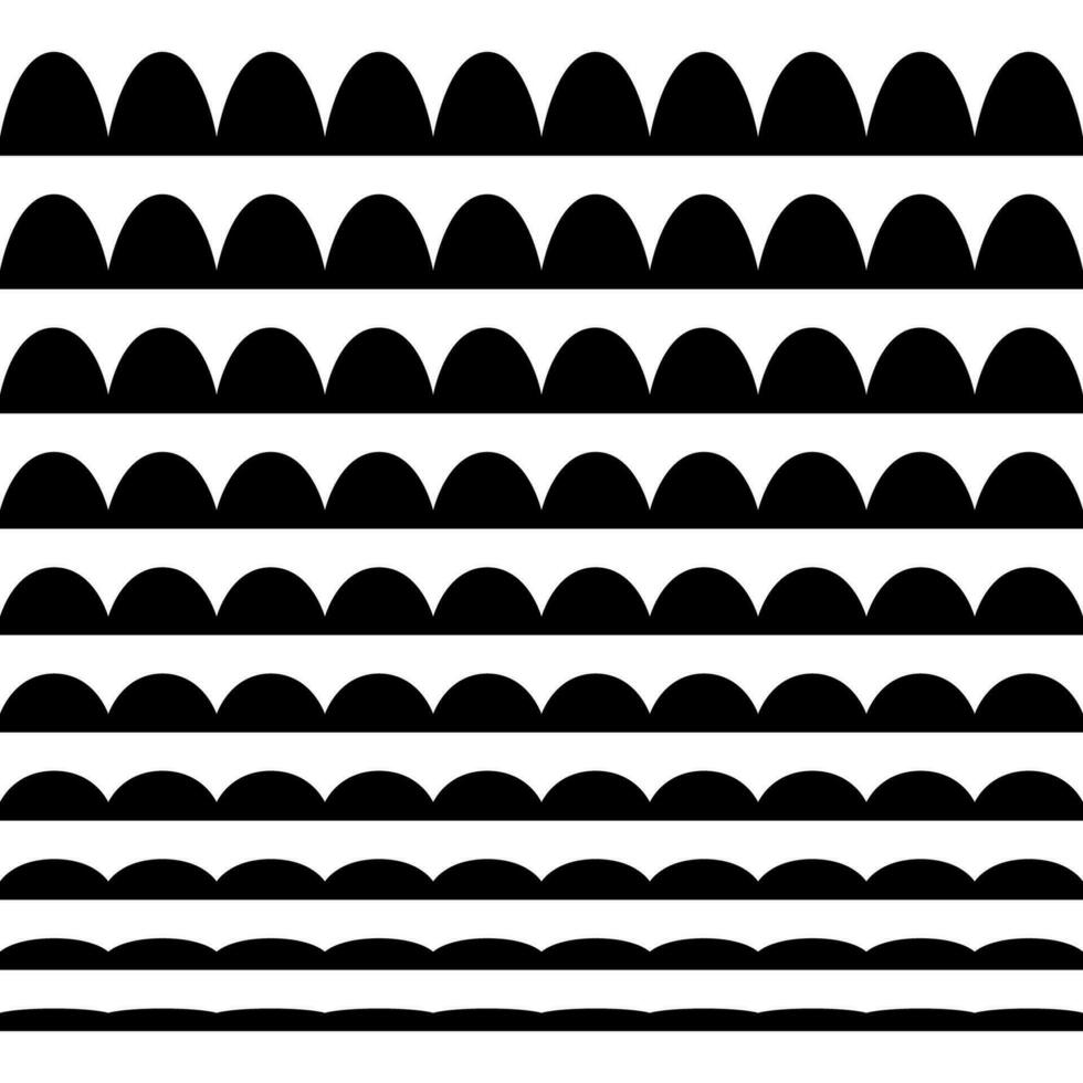 A set of wavy zigzag horizontal wiggly lines vector