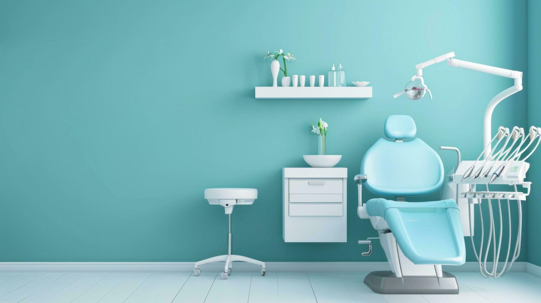 AI generated Dental clinic advertisment background with copy space photo